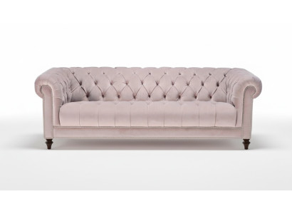 Chesterfield Rosa Viejo Nuevo Sofá de Tres Plazas de Tela en Color Rosa Diseño de Sofá con Tapizado.