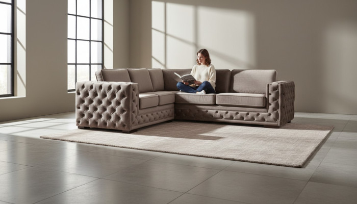 sofá chesterfield de lujo en tela de terciopelo sillones set sofá botones tapizado nuevo Beige