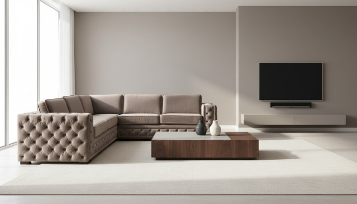 sofá chesterfield de lujo en tela de terciopelo sillones set sofá botones tapizado nuevo Beige