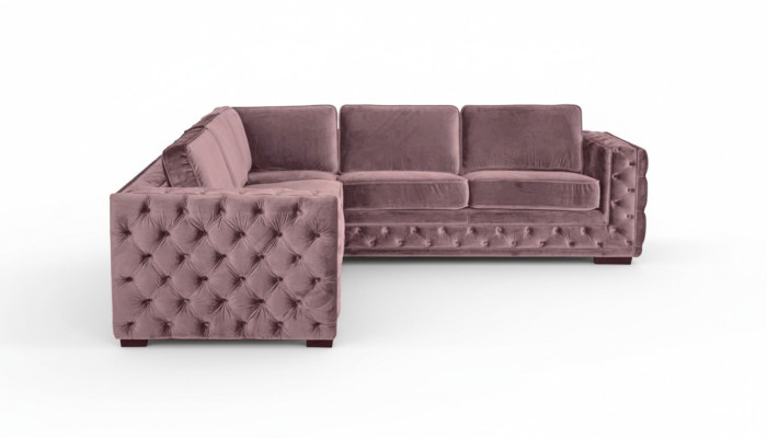 Sofá Esquinero Rosa de Terciopelo Paisaje de Sala Sofá de Esquina Tapizado Rosa Antiguo Muebles de Diseño