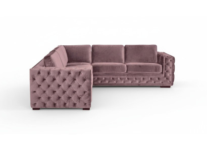 Sofá Esquinero Rosa de Terciopelo Paisaje de Sala Sofá de Esquina Tapizado Rosa Antiguo Muebles de Diseño