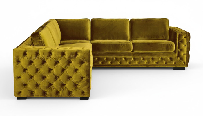 Chesterfield sofá esquinero de terciopelo sofá sofá cojín conjunto de esquina sala de estar sofás amarillo