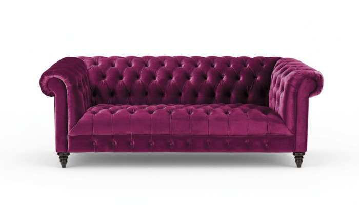 Rosa Dreisitzer de tela Chesterfield diseño de sofás, original nuevo.