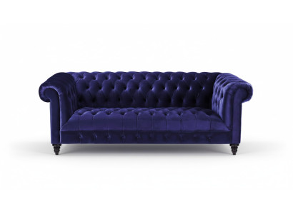 Chesterfield Sofá de Terciopelo Lila de Lujo con Botones, Tres Plazas