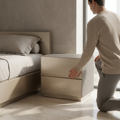 Mesita de noche de diseño moderno, muebles de madera, mesas auxiliares de lujo, consolas para dormitorio.