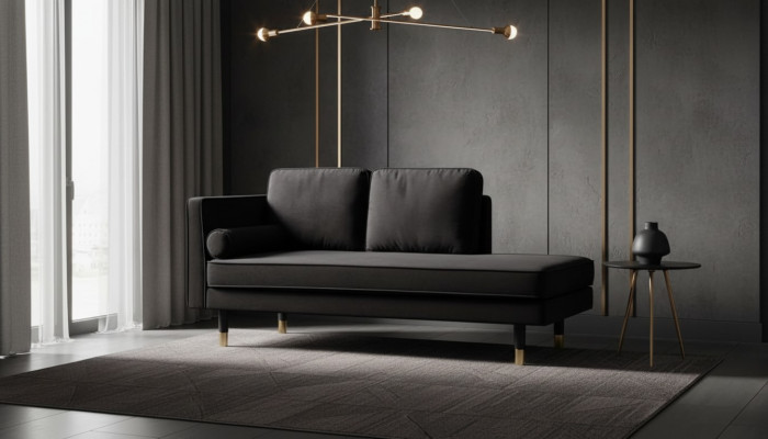 Chaiselongue creativo Muebles nuevos Sala de estar Diseño moderno Negro sofá