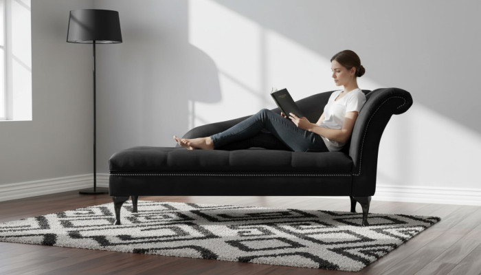 Chaiselongue Elegante Chesterfield Lounge con botones de terciopelo Chaiselounge