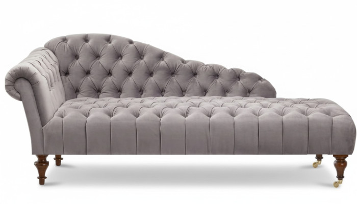 Chaiselongue Muebles clásicos Sofá beige de salón Tela Chesterfield