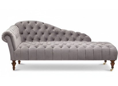 Chaiselongue Muebles clásicos Sofá beige de salón Tela Chesterfield