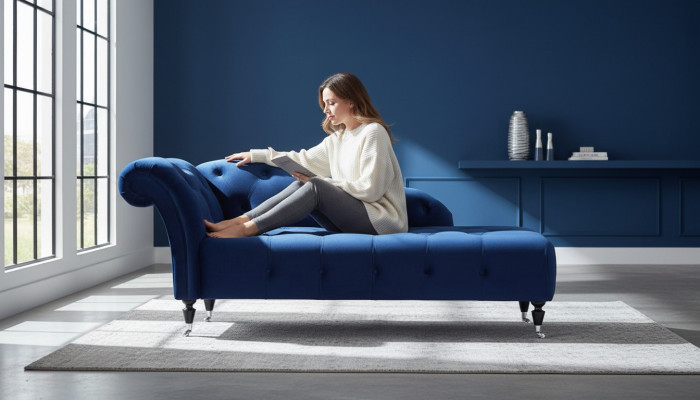 Elegante reposeras Chesterfield con botones de terciopelo Chaise longue