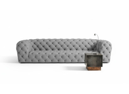 Grau Chesterfield Sala de estar Diseño moderno Sofás Sofá Muebles Tela Grande XXL Nuevo