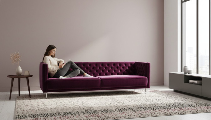 Violeta Chesterfield Sala de estar Sofá de diseño moderno Estilo italiano Muebles Muebles