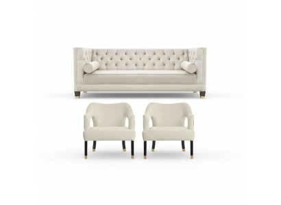 Sofá chesterfield beige de terciopelo, sofá, juego de sofás, sofás, acolchados 3 plazas.