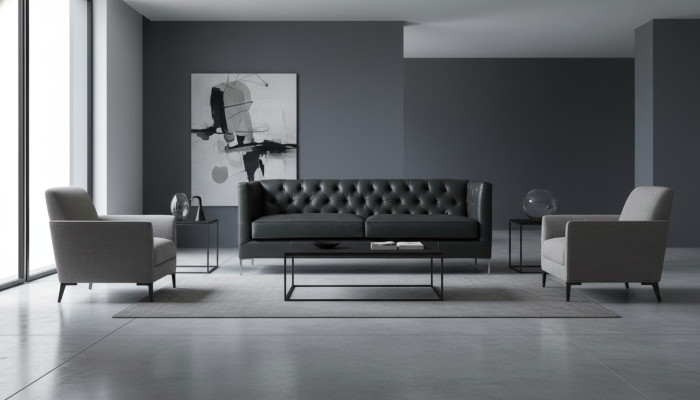 Establecimiento Sala de estar Sofá Diseño Sofás Negro Estilo italiano Muebles Tela