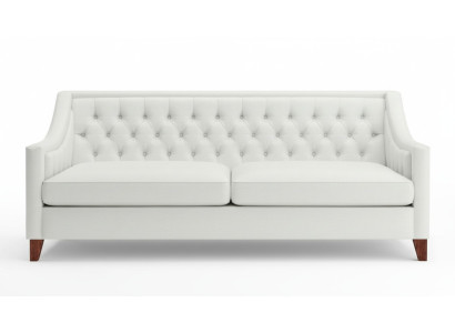 Sofá Chesterfield de tres plazas blanco de diseño moderno en textil, nuevo y original.