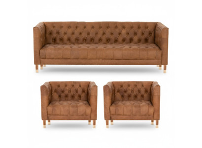 Dos sillones Chesterfield de terciopelo marrón cuero moderno diseño muebles sofá set sofás nuevo.