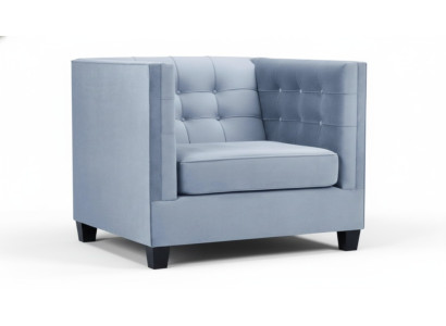 Sillón Chesterfield azul para salón de tela de textil mobiliario creativo moderno.