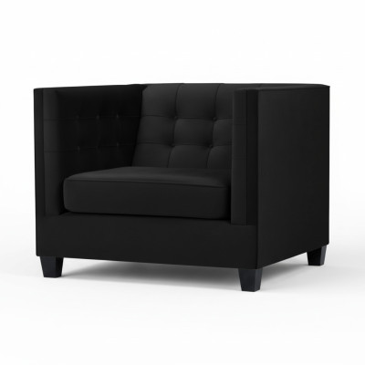 Chesterfield Sillón Muebles creativos Textil Tela Negro Nuevo Sala de estar