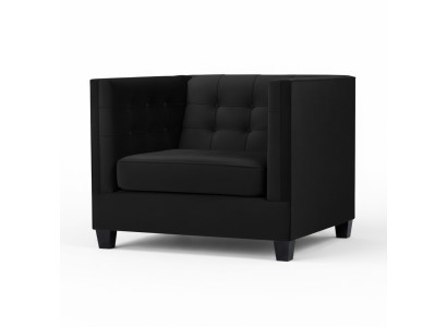 Chesterfield Sillón Muebles creativos Textil Tela Negro Nuevo Sala de estar