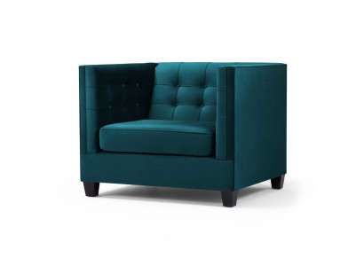 Sillón Chesterfield de tela textil verde mar. Muebles creativos nuevos para la sala de estar.