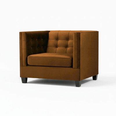 Sillón moderno Chesterfield de tela marrón creativo muebles de salón.