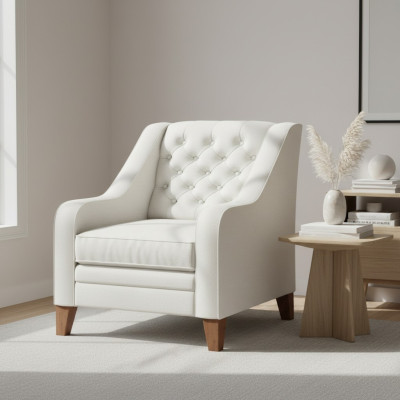 Silla de tela blanca creativa de muebles modernos Chesterfield para sala de estar.