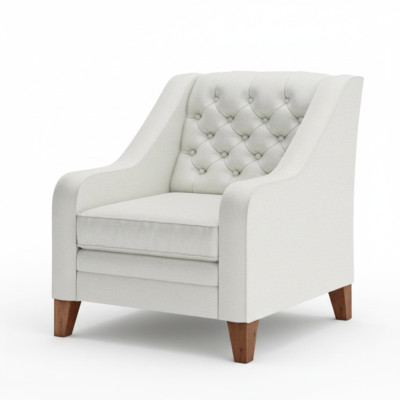 Silla de tela blanca creativa de muebles modernos Chesterfield para sala de estar.