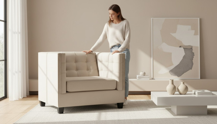 Sillón de tela gris de loft muebles creativos nuevos modernos sala de estar.