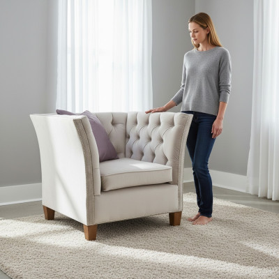 Silla de tela gris claro creativa de muebles nueva sala de estar moderna.