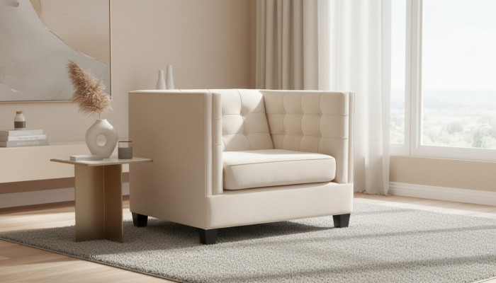 Sillón Chesterfield moderno de tela blanca de loft creativo muebles nuevos sala de estar.