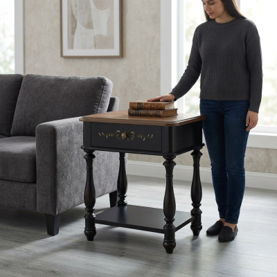 Mesa de noche de diseñador de lujo, mesitas auxiliares de cuero de consola nuevas de madera
