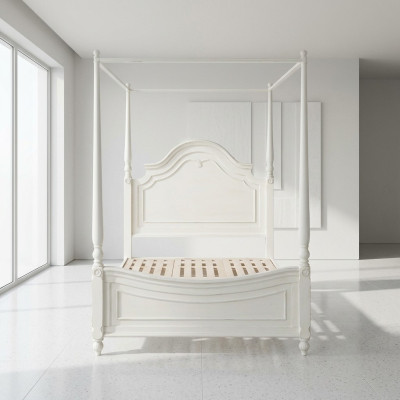 Cama con dosel de madera real Diseño de camas de lujo Muebles de dormitorio clásicos nuevos