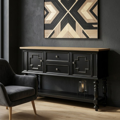 Cómoda Aparador Consola Madera Armario Perchero Credenza Muebles Diseño Negro