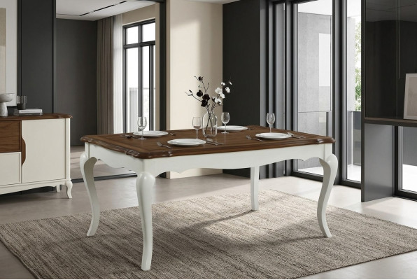 Mesa de comedor clásica Muebles de comedor de madera real Estilo rústico de mesa nuevo
