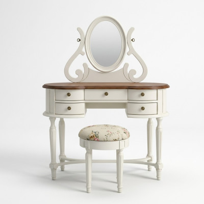 Tocador Espejo Taburete Completo Cómoda Dormitorio Muebles rústicos Consola
