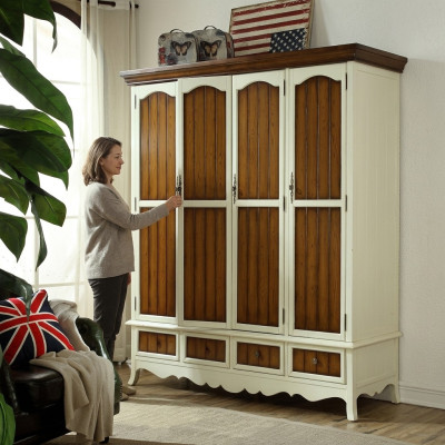 Armario multiusos de 198 cm de altura para dormitorio con estantes de madera.