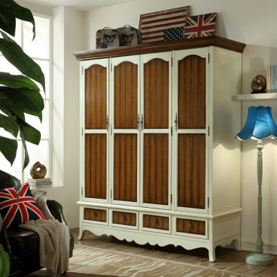 Armario multiusos de 198 cm de altura para dormitorio con estantes de madera.