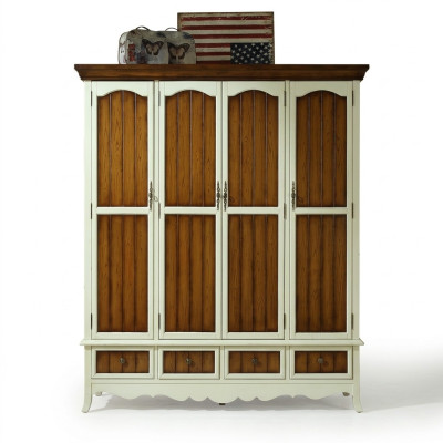 Armario multiusos de 198 cm de altura para dormitorio con estantes de madera.