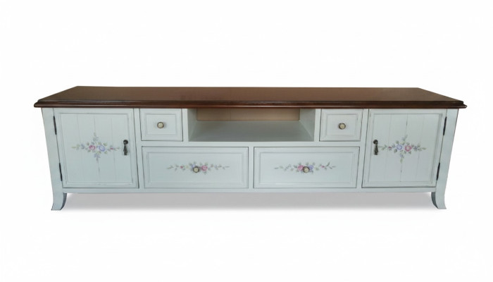 Mueble de televisión en estilo rústico clásico tablero bajo estante nuevo buffet de TV