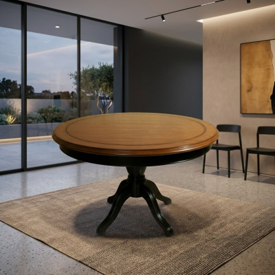 Mesa de comedor redonda de madera maciza de 122 cm de diámetro. Mesa de comedor de madera maciza para la cocina, mesa de comedor. Nueva.