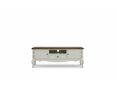 Mueble de televisión de estilo clásico de madera para salón.