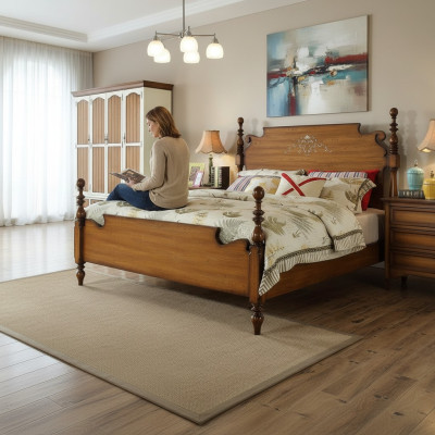 Diseño Dormitorio 3 piezas Cama 2x Mesita de noche Conjunto de camas de lujo americanas Muebles