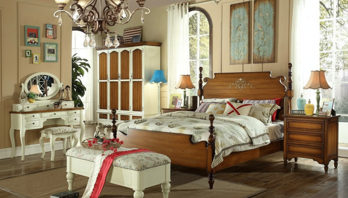 Diseñador cama cama camas madera americano hotel lujo dormitorio nuevo.