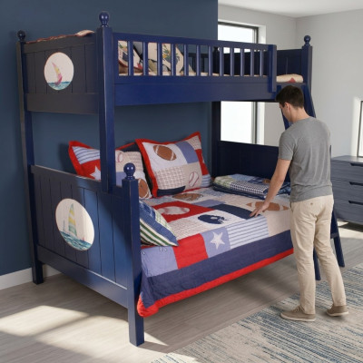 Cama infantil clásica litera azul cama alta cama para juegos cama para niños litera
