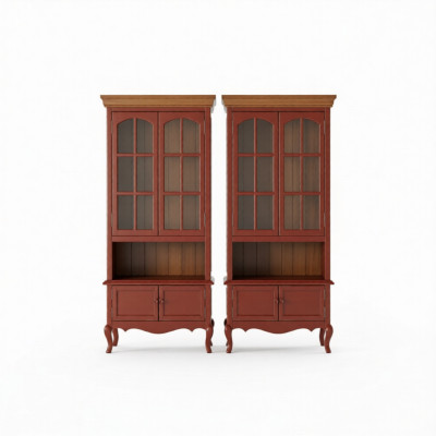 Lujo Armario Muebles de madera Armarios Vitrina Estante Archivador Armario de cristal Antiguo