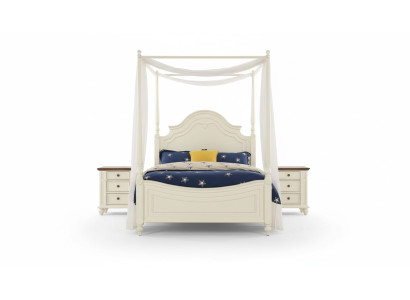 Cama con dosel conjunto de 3 piezas para dormitorio, camas conjunto de 3 piezas, muebles rústicos, mesita de noche.