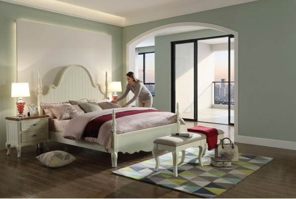 Cama Cama tapizada Diseño de dormitorio de lujo Camas Textil Madera Nuevo marco de cama