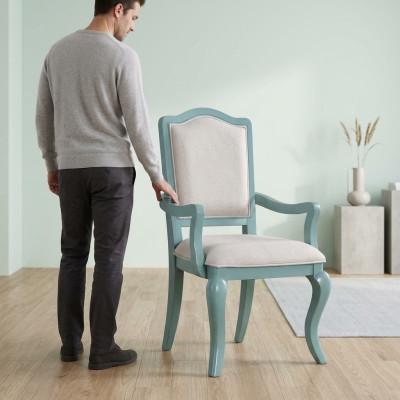 Silla de diseño de casa de campo de lujo con respaldo acolchado para salón de estar y comedor.