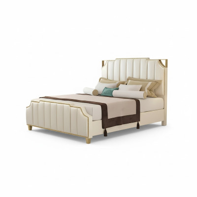 Diseño cama doble cama hotel lujo dormitorio 180x200 cm camas de cuero tapizadas.