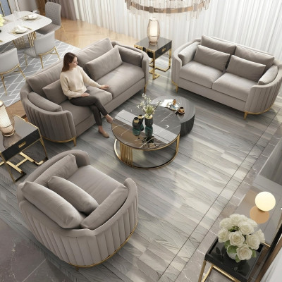 Sofá de diseño conjunto de 3+2+1 plazas en tela conjunto de tapicería